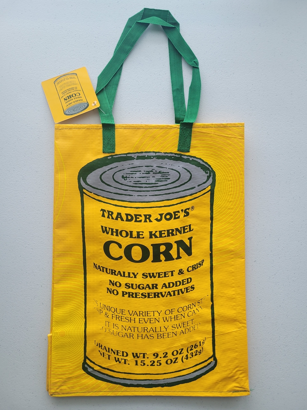 NWT - Trader Joe's Yellow Whole Kernel Corn Tote Bag